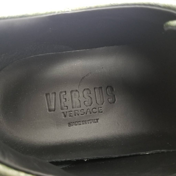 Versace Versus Camo Green Leather Strap Low Top Sneakers Lion Head FSX005C Sz 39 - Picture 11 of 12
